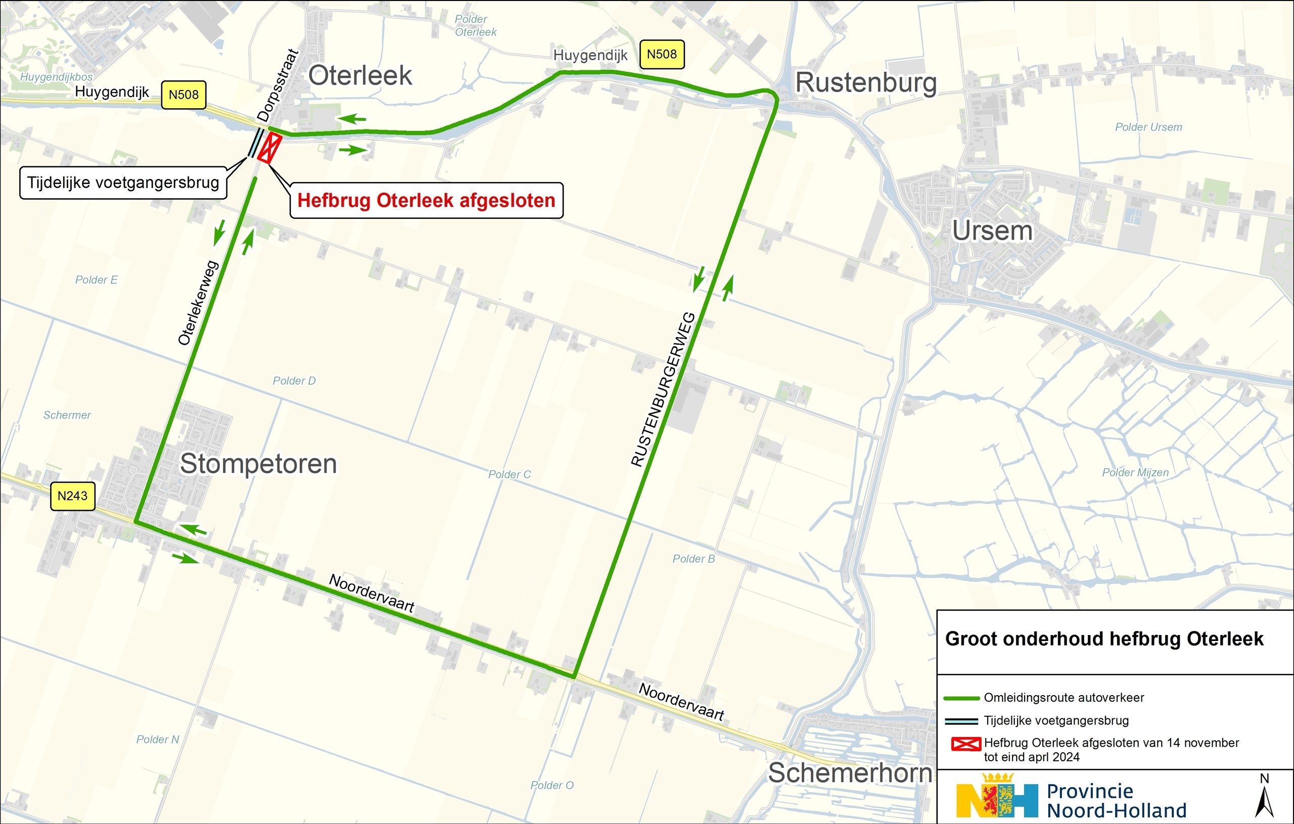 Hefbrug Oterleek afgesloten vanwege groot onderhoud
