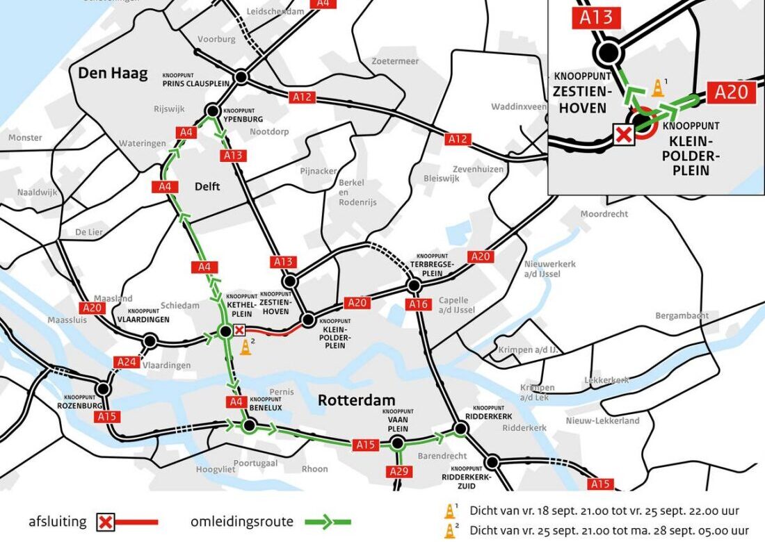 A20 richting Gouda drie dagen dicht voor groot onderhoud