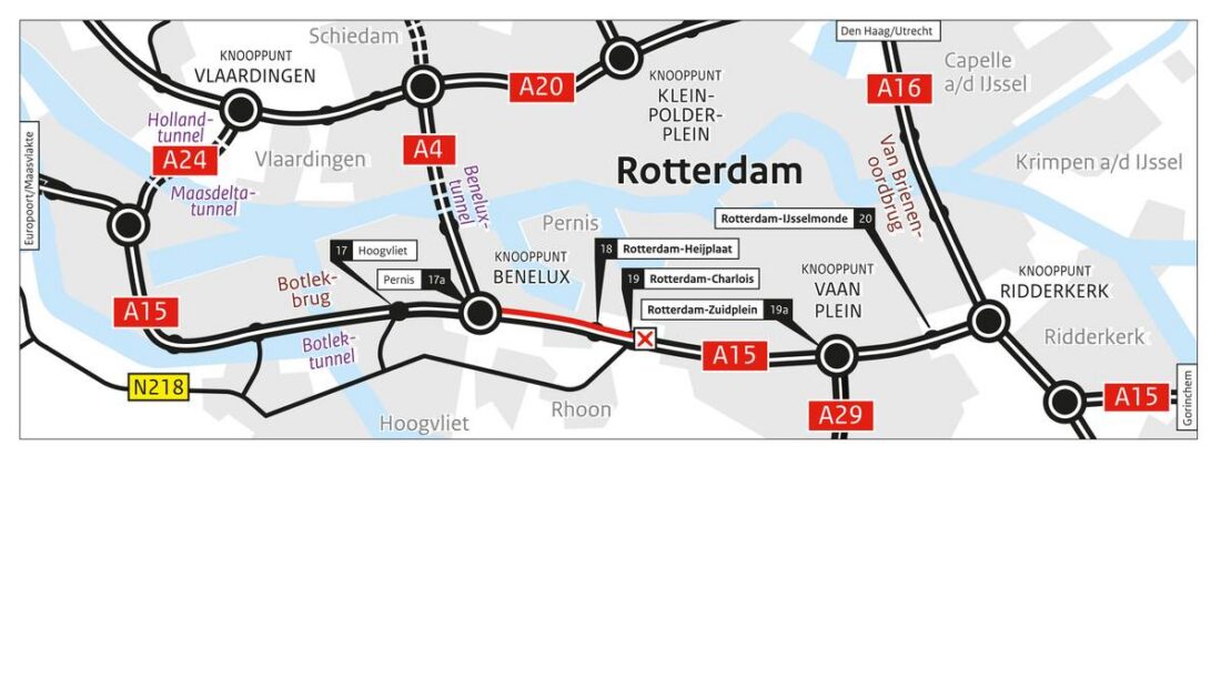 Werkzaamheden A15 bij Rotterdam vervallen: weg dit weekend open